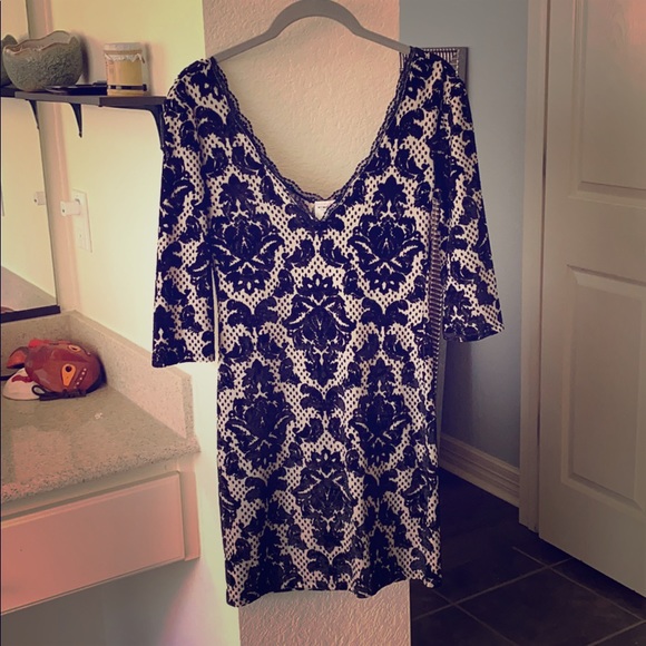 Free People Nude and Black Velvet Lace Dress - Picture 7 of 10